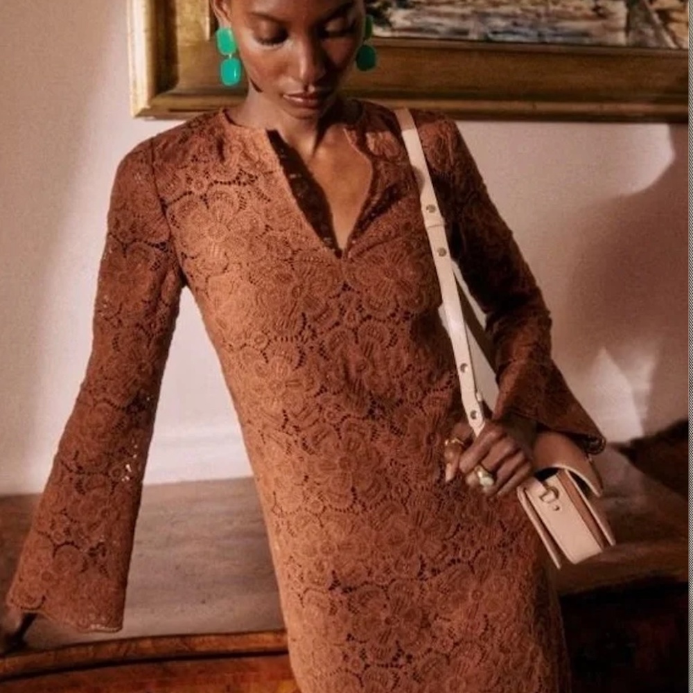 NWT Sézane Fama Midi Dress Caramel 36 (4)